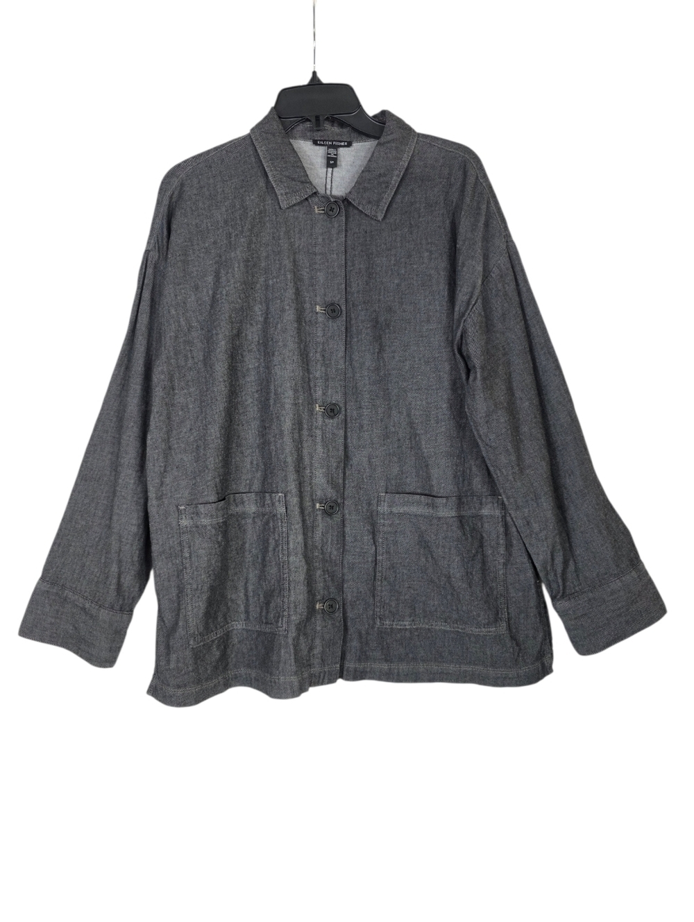 Eileen Fisher organic cotton oversized  Button-Front Lightweight denim Jacket